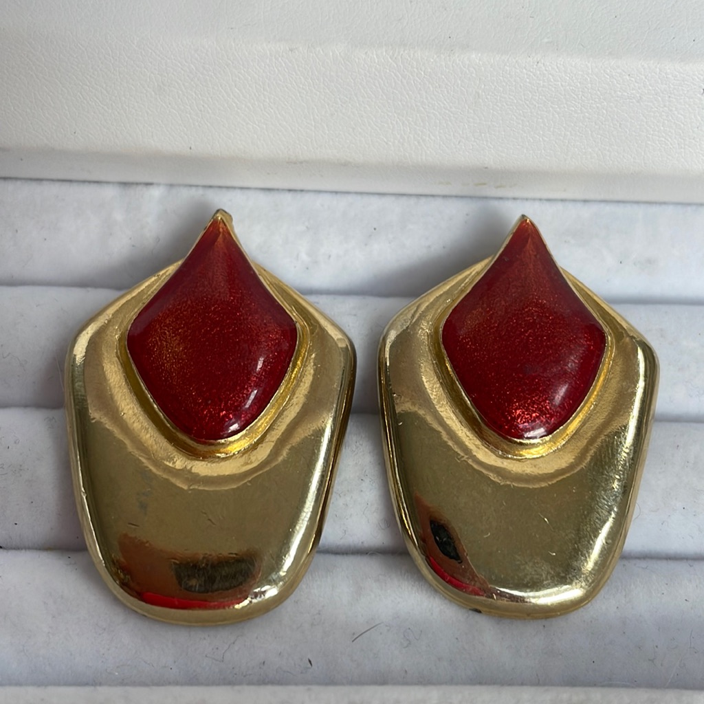 Pair Of Gold Tone Elle Earrings.